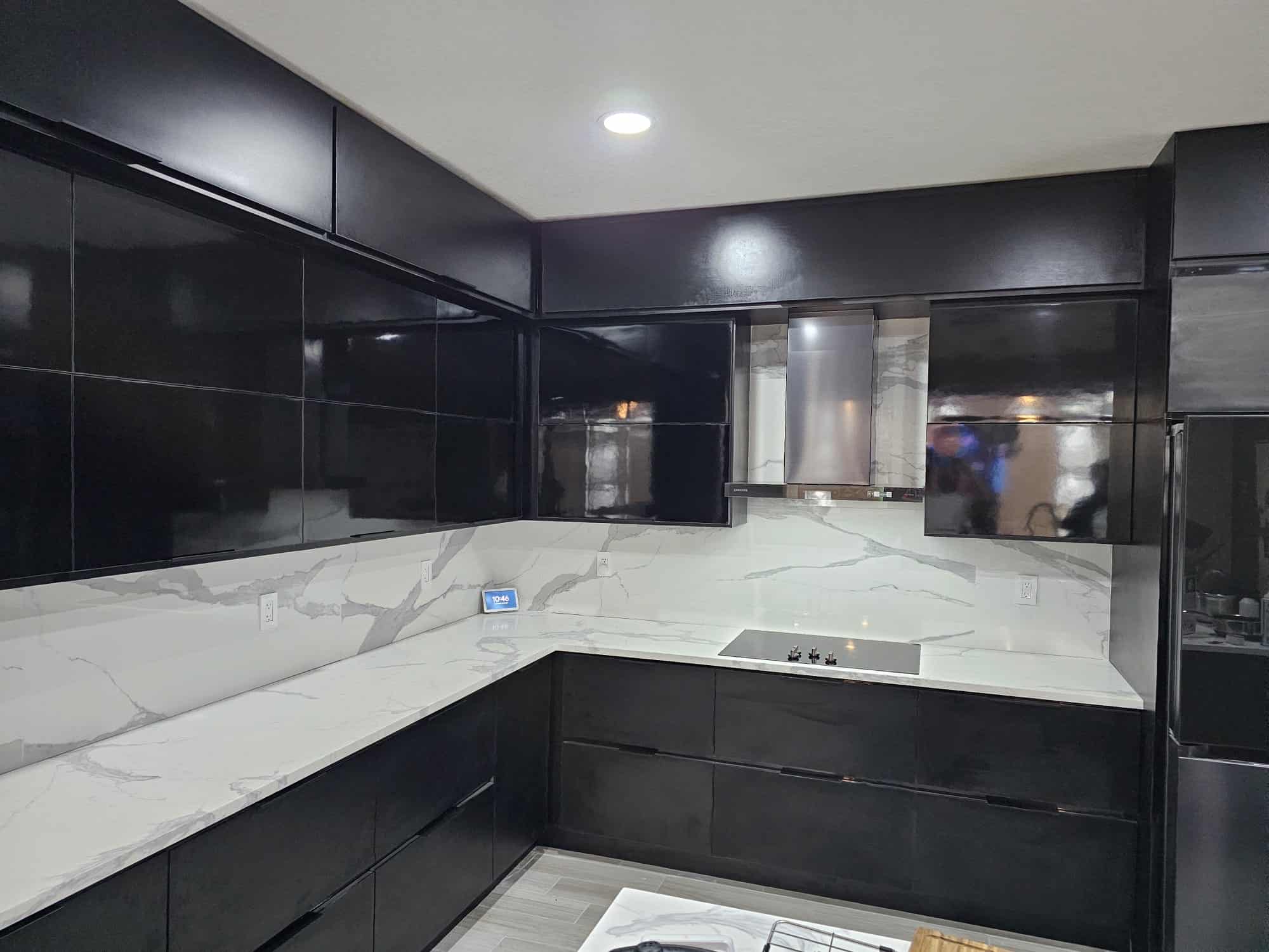 Modern black waterproof PVC kitchen by Evolux Cabinets