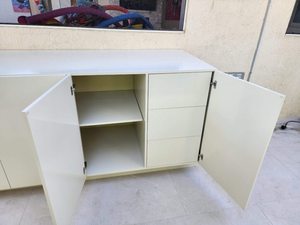 Outdoor waterproof PVC storage cabinet for poolside and patio organization by Evolux Cabinets.